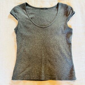 Y2K baby tee Gray Fitted Cap Sleeve T-Shirt